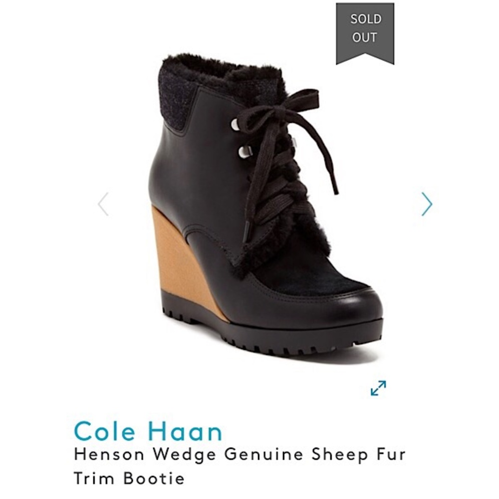 [Cole Haan] Henson Wedge Fur Trim Booties NWOT
